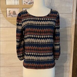 Yo-yo 5 Patterned Women's Top - Blue L